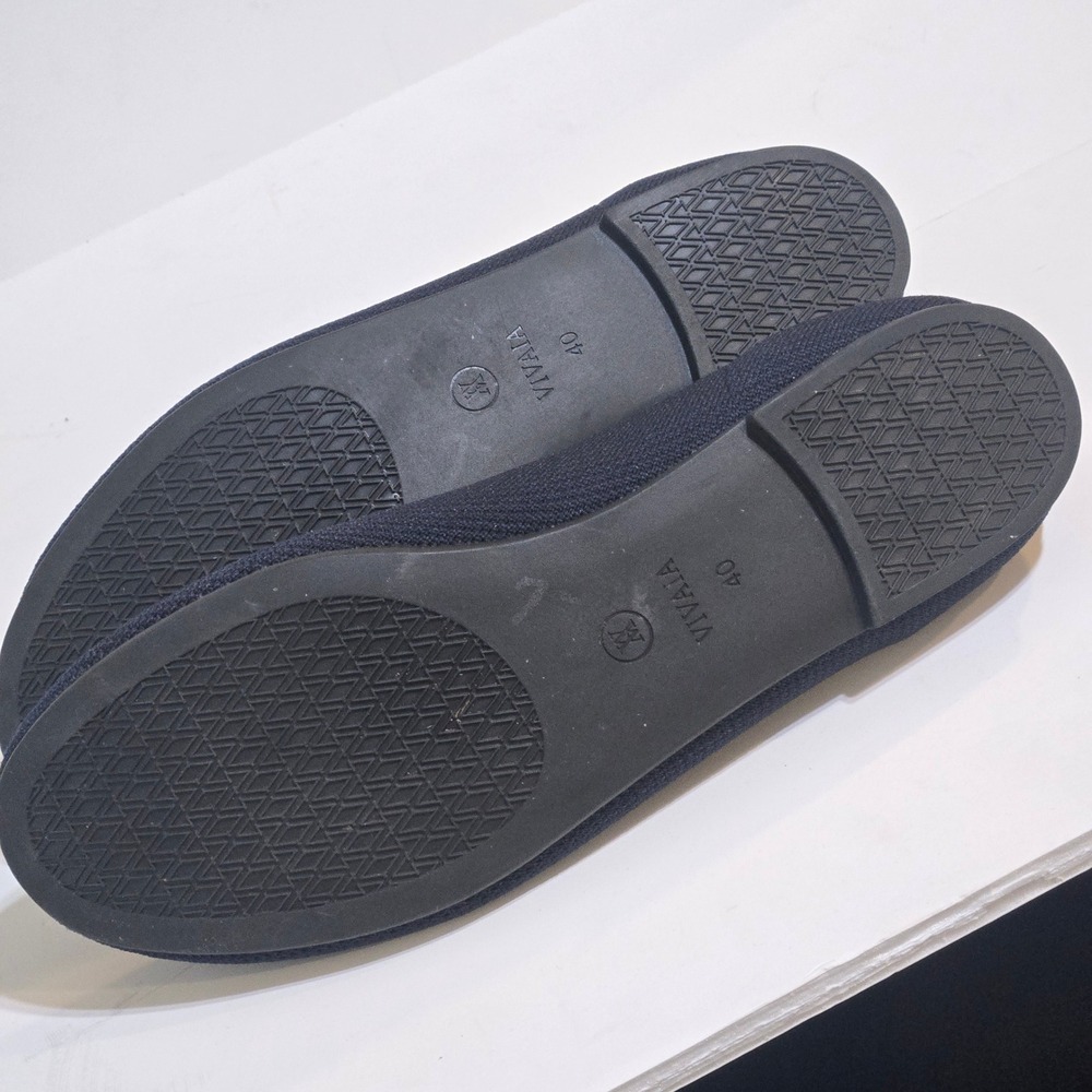 Vivaia Claire Ballet Walking Flats 9 / 40 Navy Blue Knit Round Toe Sustainable - Picture 5 of 6